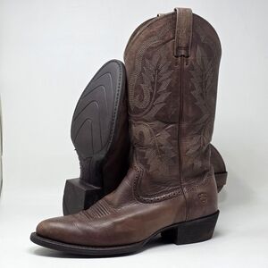 Ariat Cowboy Boots Men's Size 10 D Brown Almond Toe Mid Calf Pull On Western